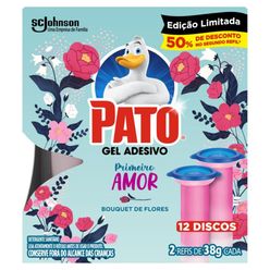 Refil Desodorizador Sanitário PATO Primeiro Amor Bouquet de Flores Gel Adesivo com 2 38g cada