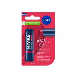 NIVEA Hidratante Labial Hidra Color 2 em 1 Vermelho 4,8g