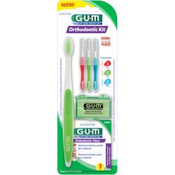 Kit Ortodôntico Gum Escova + 3 Escovas Interdentais + Fio + Cera