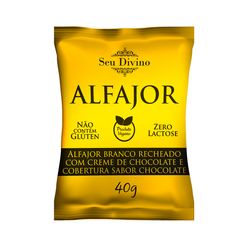 Alfajor SEU DIVINO Vegano Branco com Creme de Chocolate Não contém Glúten e Zero Lactose 40g