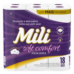 Papel Higiênico MILI Soft Comfort Folha Dupla com 18 Rolos 30 Metros cada