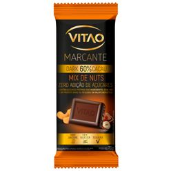 Chocolate Dark VITAO Marcante Mix de Nuts 60% Cacau Vegano Zero Lactose e sem Glúten Zero Adição de Açúcares 70g