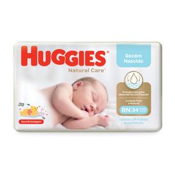 Fralda Descartável HUGGIES Natural Care Mega RN com 34 Unidades