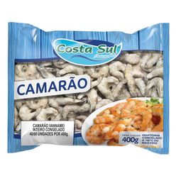 Camarão Vannamei COSTA SUL 40/60 Inteiro Congelado 400g