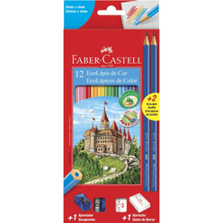 Lápis de Cor FABER-CASTELL  com 12 Unidades + Kit Brinde caixa