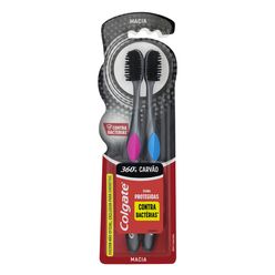 Escova Dental COLGATE 360° Carvão Macia com 2 Unidades