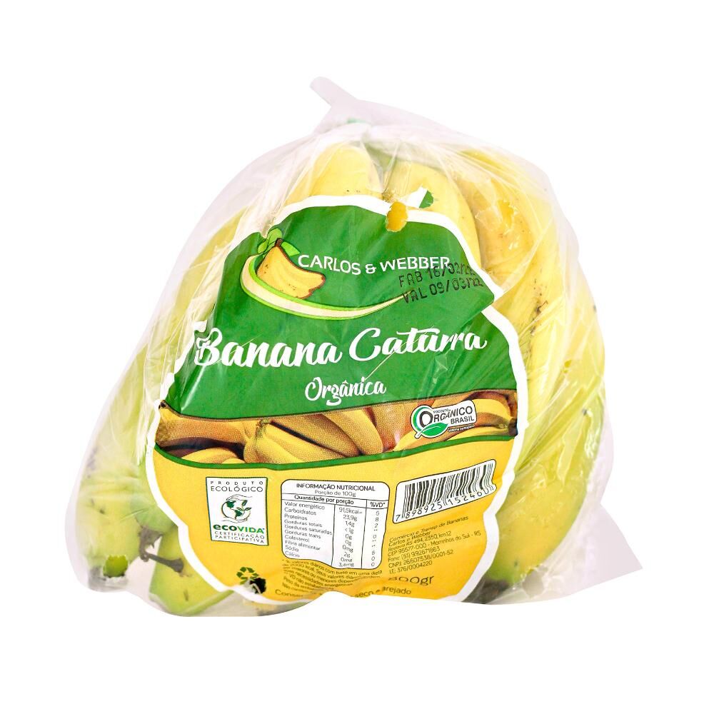 Banana CARLOS&WEBBER Orgânica Embalada 800g - Angeloni Super