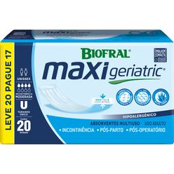 Absorvente Higiênico para Incontinência BIOFRAL Maxi Geriatric com 20 Unidades Leve 20 Pague 17