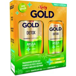 Kit Niely Gold Detox Limão + Chá Verde Shampoo 275ml + Condicionador 175ml Preço Especial