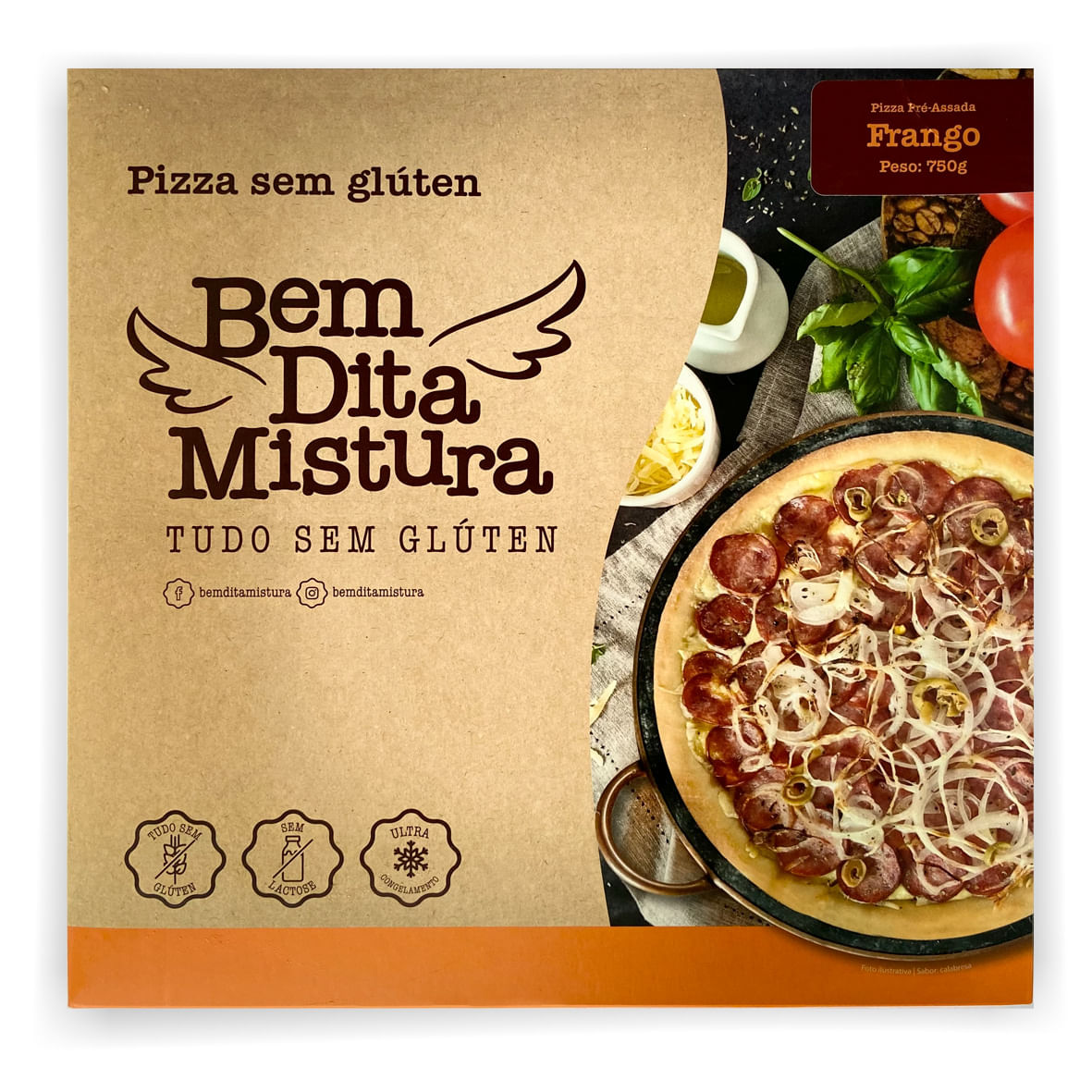 Pizza BEM DITA MISTURA Frango sem Glúten e sem Lactose Congelada 750g -  Angeloni Supermercado