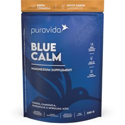 Suplemento PURAVIDA Blue Calm Lomão, Camomila, Maracujá e Spirulina Azul 250g