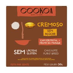 Chocolate COOKOA Cremoso sem Açúcar sem Lácteos e sem Glúten 30g