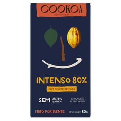 Chocolate COOKOA Intenso 80% Cacau com Açúcar de Coco sem Lácteos e sem Glúten 80g