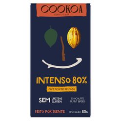 Chocolate COOKOA Intenso 80% Cacau com Açúcar de Coco sem Lácteos e sem Glúten 80g