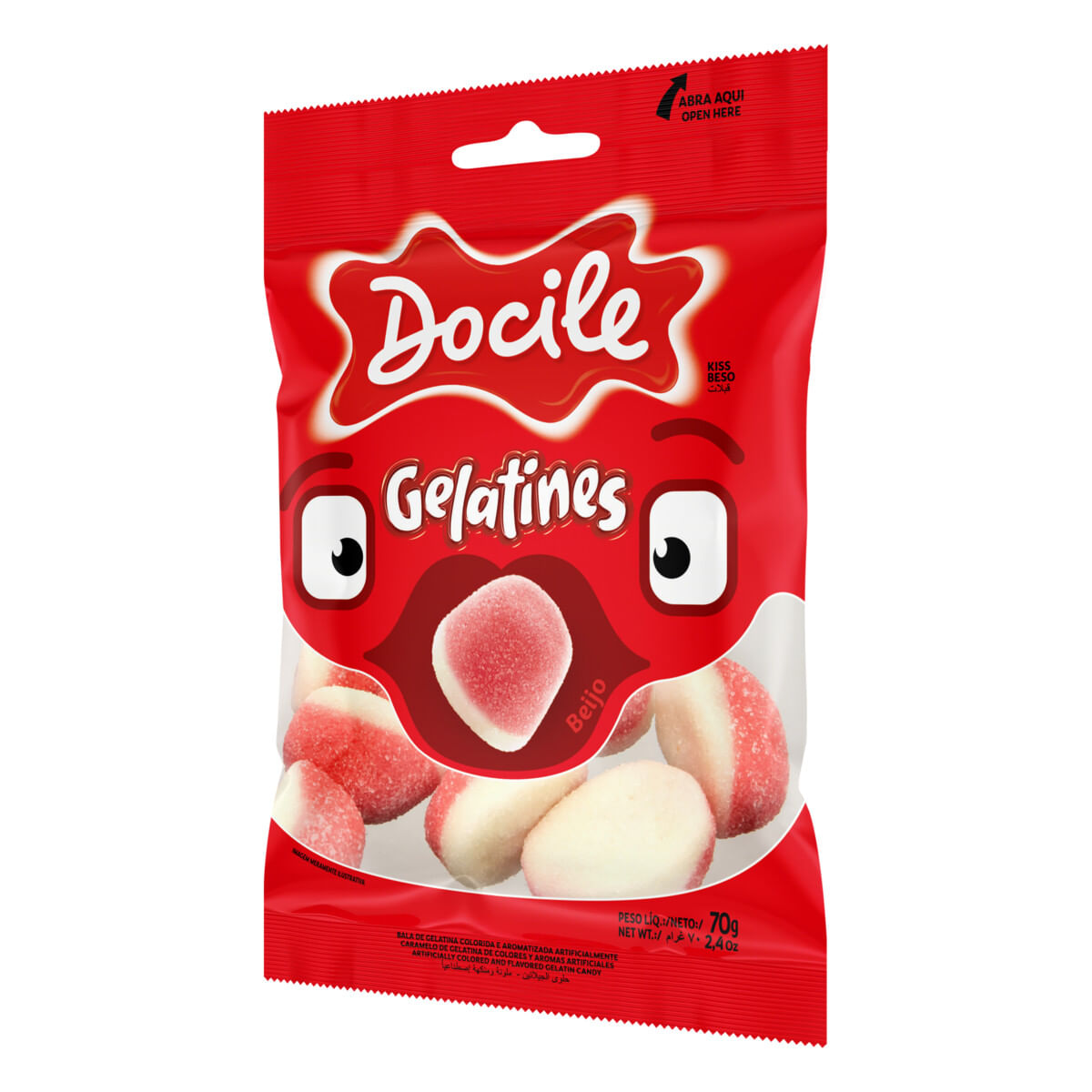 Bala DOCILE Gelatines Beijo 70g