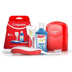 Kit COLGATE Viagem Creme Dental 30g, Enxaguante Bucal 60ml e 1 Escova