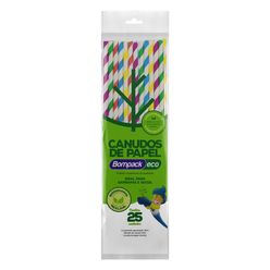 Canudo de Papel BOMPACK 6mmx26cm com 25 Unidades