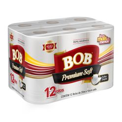 Papel Higiênico BOB Premium Soft Folha Dupla com 12 Rolos 20 Metros Leve Mais Pague Menos