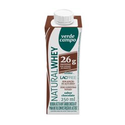 Bebida Láctea VERDE CAMPO Natural Whey Chocolate 26g de Proteína Zero Lactose 250g