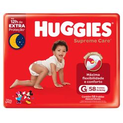 Fralda Descartável HUGGIES Supreme Care G com 58 Unidades