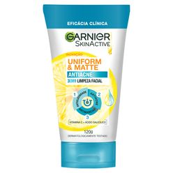 Gel de Limpeza GARNIER Skin Active Uniform & Matte 3 em 1 120g