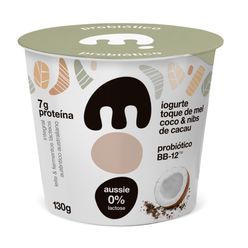 Iogurte MOO Aussie Toque d Mel, Coco e Nibs de Cacau 0% Lactose 130g