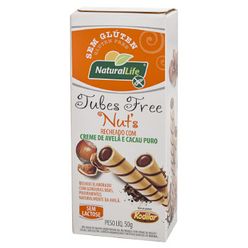 Tubes Free NATURAL LIFE Recheado com Pasta de Amendoim Sem Glúten, Sem Lactose 50g