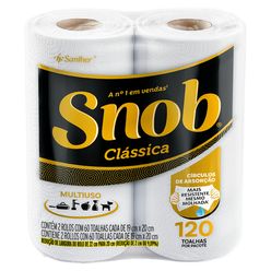 Toalha de Papel SNOB  2 Rolos com 60 Toalhas 19cm x 20cm