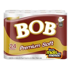 Papel Higiênico BOB Premium Soft Folha Dupla com 24 Unidades 20m Leve Mais Pague Menos