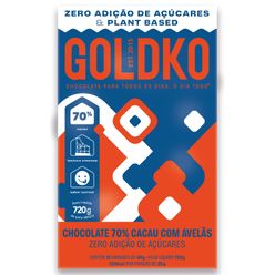 Chocolate GOLD & KO 70% Cacau com Avelã Zero Adição de Açúcares 80g