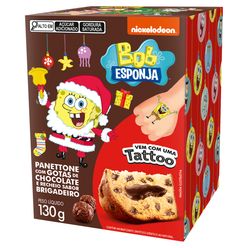 Panettone CASA SUICA Bob Esponja Gotas de Chocolate e recheio sabor Brigadeiro Mini Caixa 130g