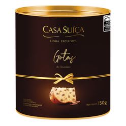 Panettone CASA SUICA Exclusiva Gotas de Chocolate Lata 750g