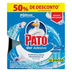 Desodorizador Sanitário PATO Gel Adesivo 2 Refis Marine 12 discos