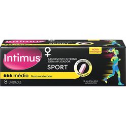 Absorvente Higiênico INTIMUS Sport Interno com Aplicador Médio com 8 Unidades