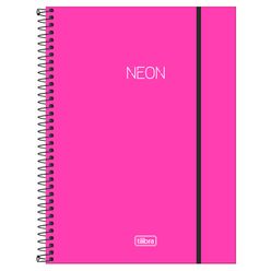 Caderno TILIBRA Universitário Neon Capa Plástica Pink 160 Folhas