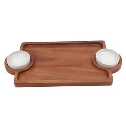 Tábua com 2 Molheiras Acácia 40cm - A\CASA