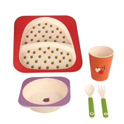 Kit de Alimentação A\BABY Fibra de Bambu Frutitas com 5 Peças