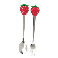 Conjunto Talheres Aço Inox Morango com 2 peças - A\CASA