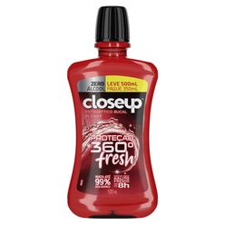 Antisséptico Bucal CLOSE UP Proteção 360º Fresh Red Hot Zero Álcool 500ml Leve 500ml Pague 350ml