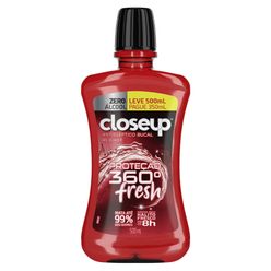 Antisséptico Bucal Close Up Proteção 360º Fresh Red Hot Zero álcool 500ml Leve 500ml Pague 350ml