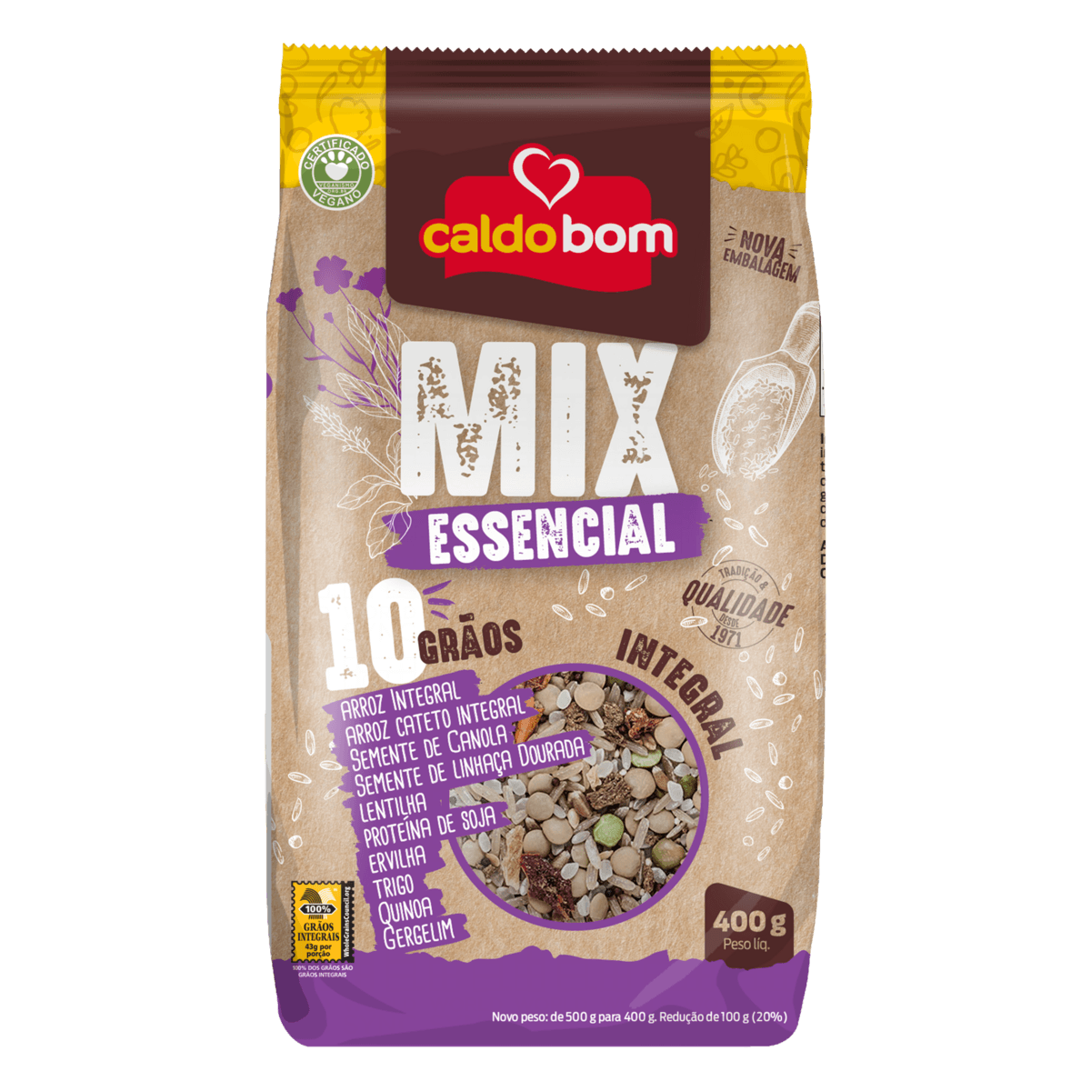 Arroz CALDO BOM Mix Essencial 400g Angeloni Supermercado