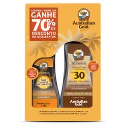 Protetor Solar AUSTRALIAN GOLD FPS30 237g 70% Desconto no Acelerador Spray Gel 125g