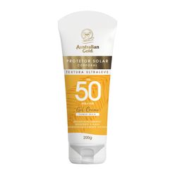 Protetor Solar Corporal AUSTRALIAN GOLD Gel Creme Toque Seco Textura Ultraleve FPS50 200G