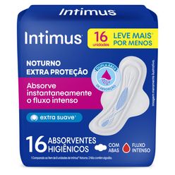 Absorvente Higiênico INTIMUS Noturno Suave com Abas com 16 Unidades Leve Mais por Menos