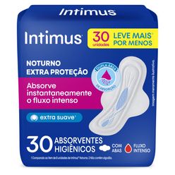 Absorvente Higiênico INTIMUS Noturno com Abas Cobertura Suave com 30 Unidades Leve Mais Por Menos