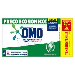 Lava Roupa Em Pó OMO Lavagem Perfeita Sanitiza & Higieniza 2.2kg Tamanho Família