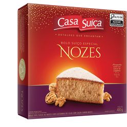 Bolo CASA SUÍÇA Suíço Especial Nozes com Castanha-de-Caju com Calda de Nozes 400g