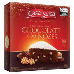 Bolo CASA SUÍÇA Suíço Especial Chocolate e Nozes com calda de Chocolate 400g