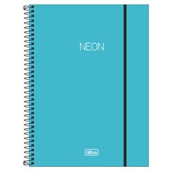 Caderno TILIBRA Universitário Neon Capa Plástica Azul 160 Folhas