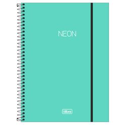 Caderno TILIBRA Universitário Neon Capa Plástica Turquesa 160 Folhas